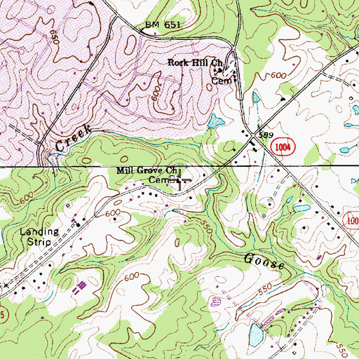 Topographic Map of Mill Grove Church, NC