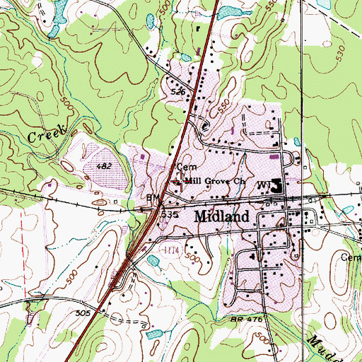 Topographic Map of Mill Grove Church, NC