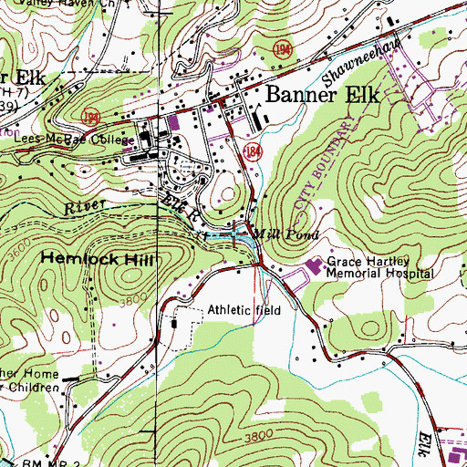 Topographic Map of Mill Pond, NC