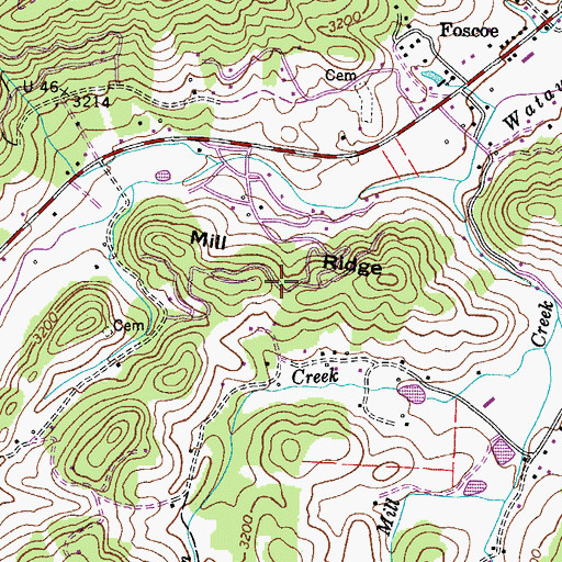 Topographic Map of Mill Ridge, NC