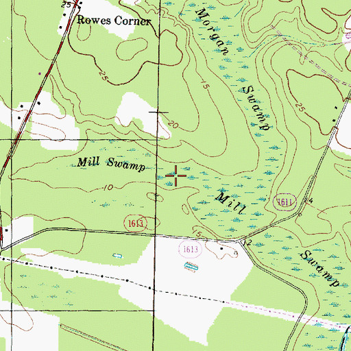 Topographic Map of Mill Swamp, NC