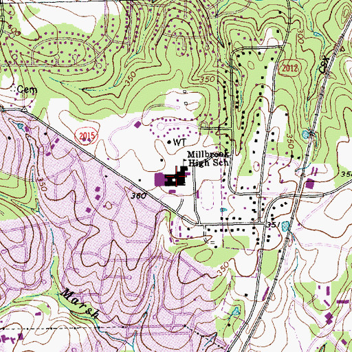 Topographic Map of Millbrook High School, NC
