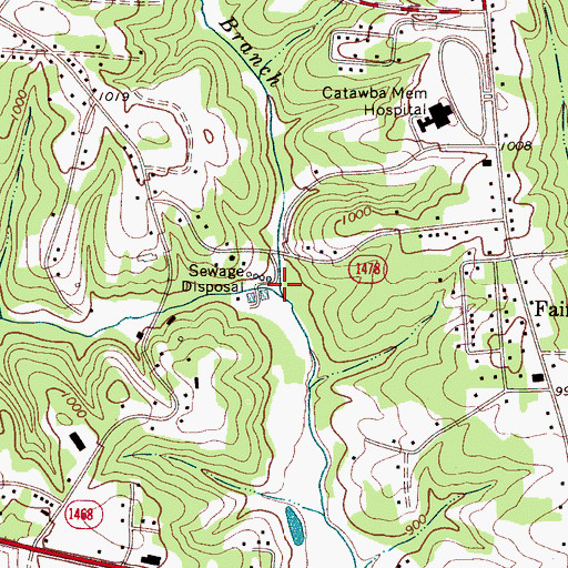 Topographic Map of Miller Branch, NC