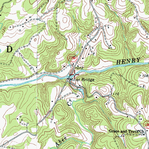 Topographic Map of Miller Bridge, NC