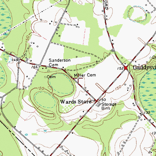 Topographic Map of Miller Cemetery, NC
