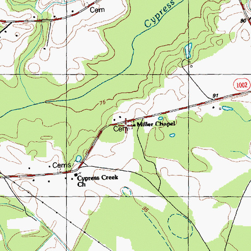 Topographic Map of Miller Chapel, NC