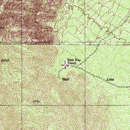 Topographic Map of Bam Boo Ranch, AZ