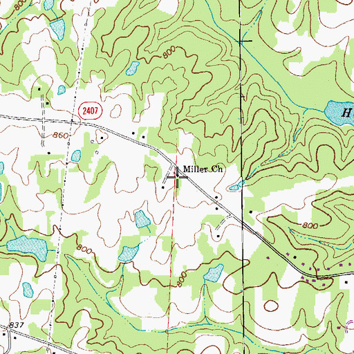 Topographic Map of Miller Church, NC