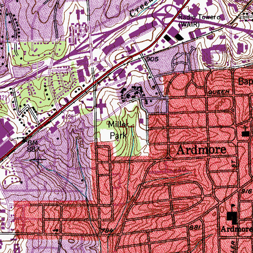 Topographic Map of Miller Park, NC