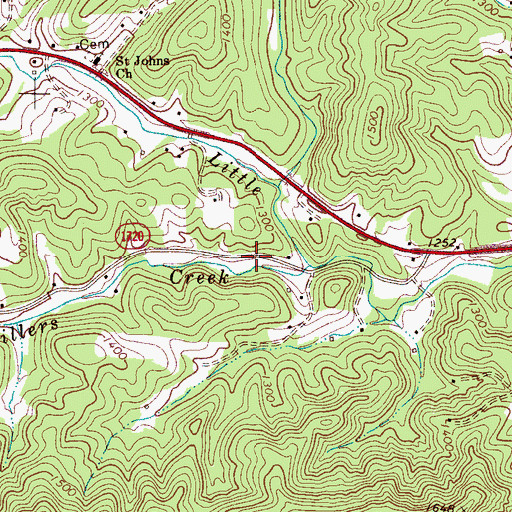 Topographic Map of Millers Creek, NC
