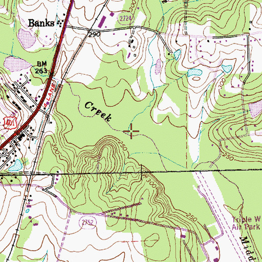 Topographic Map of Mills Branch, NC
