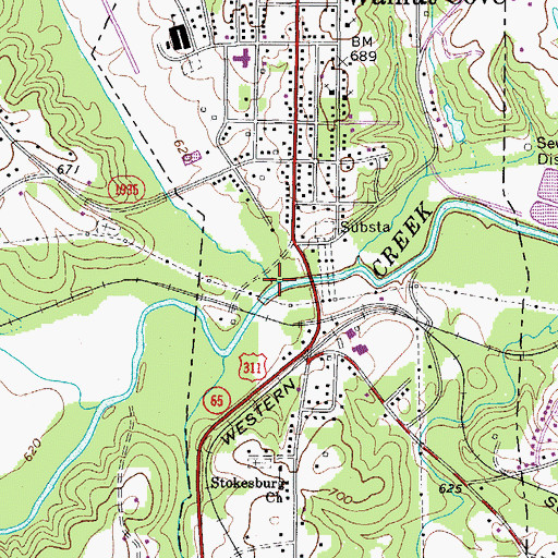 Topographic Map of Mills Creek, NC