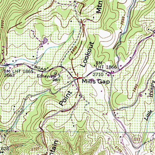 Topographic Map of Mills Gap, NC