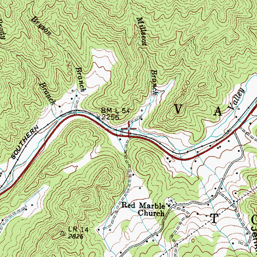 Topographic Map of Millseat Branch, NC