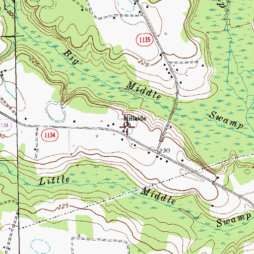 Topographic Map of Millside Church, NC