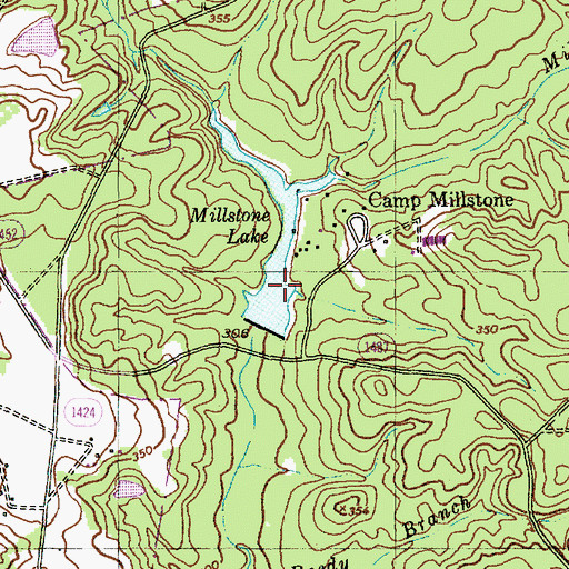 Topographic Map of Millstone Lake, NC