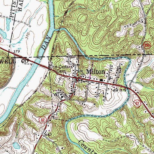 Topographic Map of Milton, NC