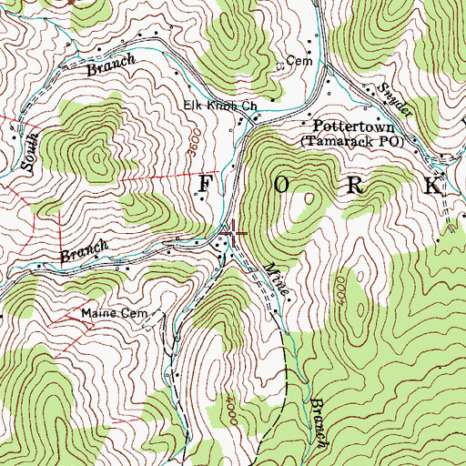 Topographic Map of Mine Branch, NC