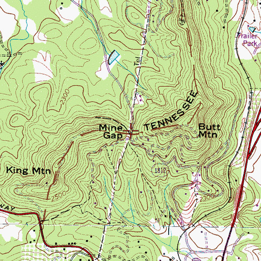 Topographic Map of Mine Gap, NC