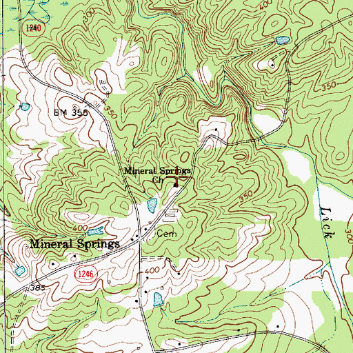 Topographic Map of Mineral Springs Church, NC