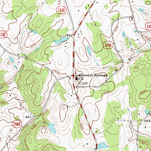 Topographic Map of Mineral Springs Church, NC