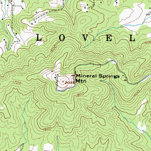 Topographic Map of Mineral Springs Mountain, NC