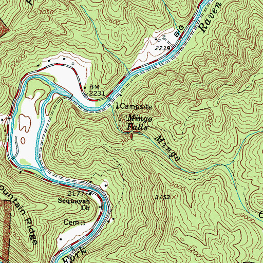 Topographic Map of Mingo Falls, NC