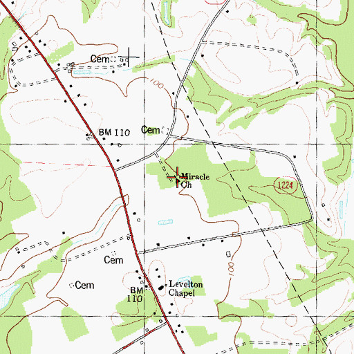 Topographic Map of Miracle Church, NC
