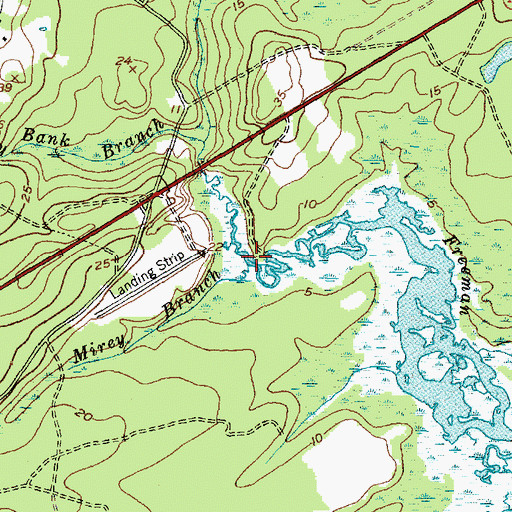 Topographic Map of Mirey Branch, NC