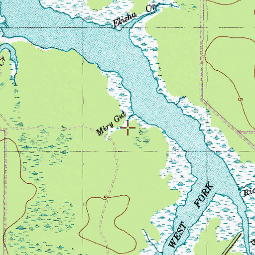 Topographic Map of Miry Gut, NC