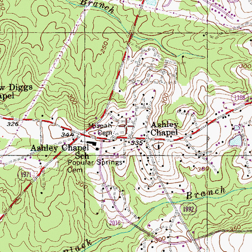 Topographic Map of Mispah Cemetery, NC