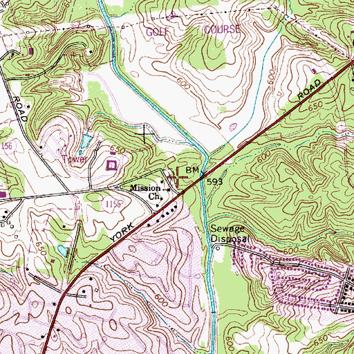 Topographic Map of Mission Church, NC