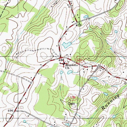 Topographic Map of Mission Church, NC