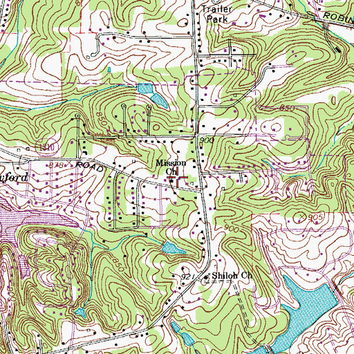 Topographic Map of Mission Church, NC