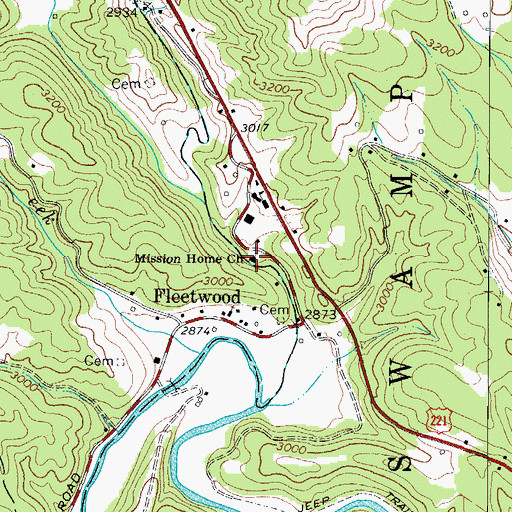 Topographic Map of Mission Home Church, NC