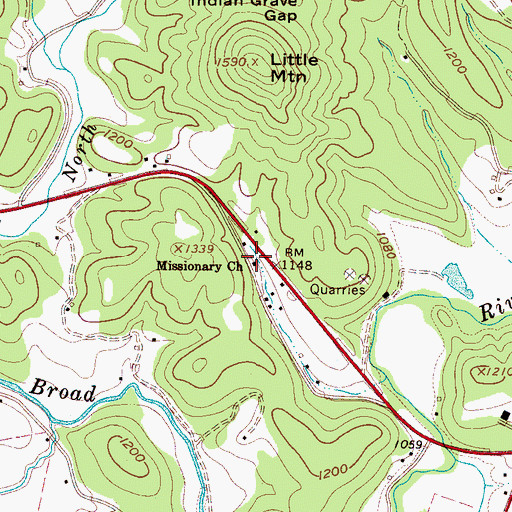 Topographic Map of Missionary Church, NC