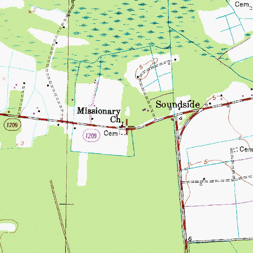Topographic Map of Missionary Church, NC