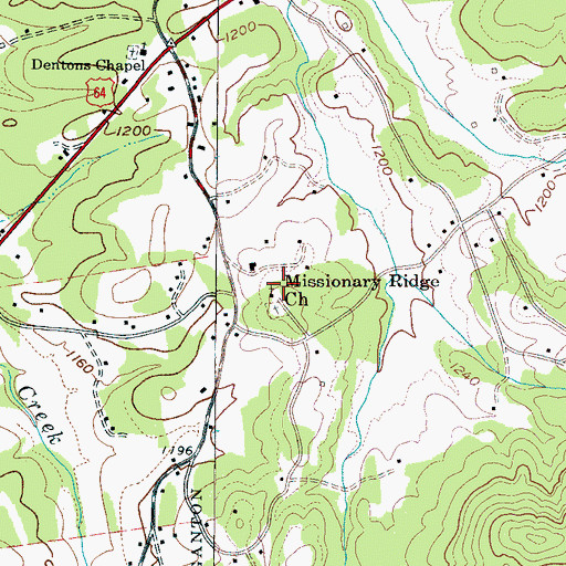 Topographic Map of Missionary Ridge Church, NC
