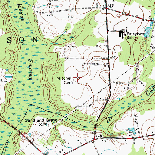 Topographic Map of Mitchell Cemetery, NC