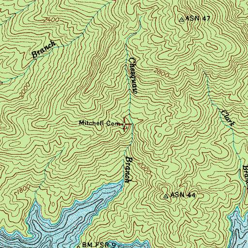 Topographic Map of Mitchel Cemetery, NC