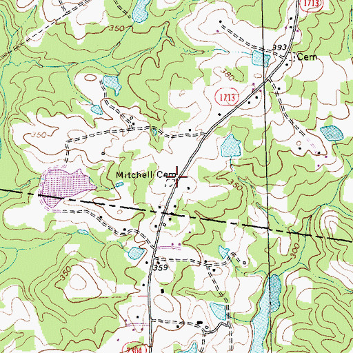 Topographic Map of Mitchell Cemetery, NC