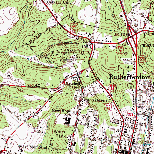 Topographic Map of Mitchell Chapel, NC