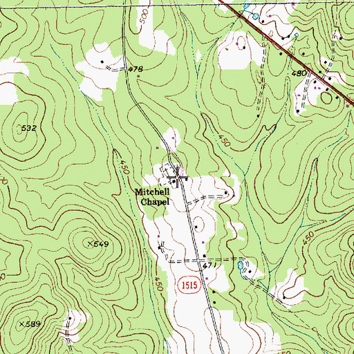 Topographic Map of Mitchell Chapel, NC