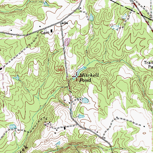 Topographic Map of Mitchell Pond, NC