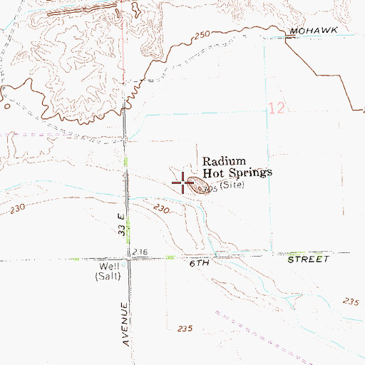 Topographic Map of Radium Hot Springs, AZ
