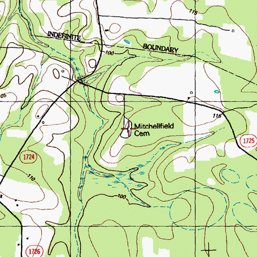 Topographic Map of Mitchellfield Cemetery, NC