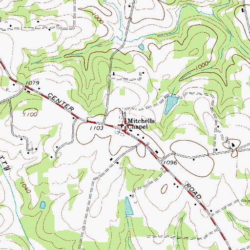 Topographic Map of Mitchell's Chapel United Methodist Church, NC