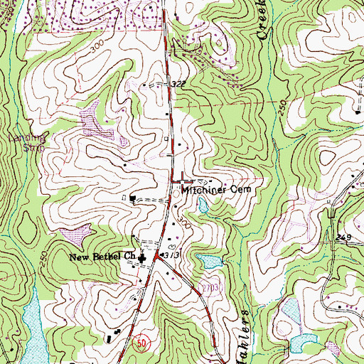 Topographic Map of Mitchiner Cemetery, NC