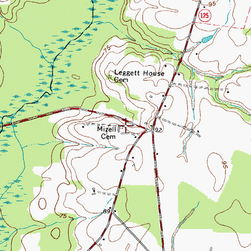 Topographic Map of Mizell Cemetery, NC
