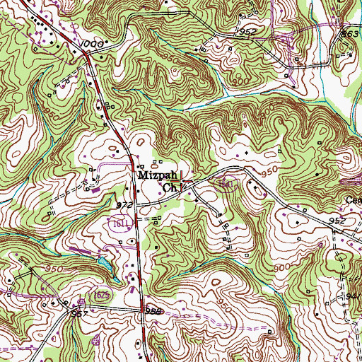 Topographic Map of Mizpah Church, NC